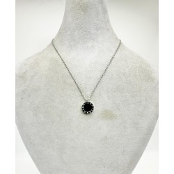 Gümüş Zincirli Siyah Taşlı Kolye